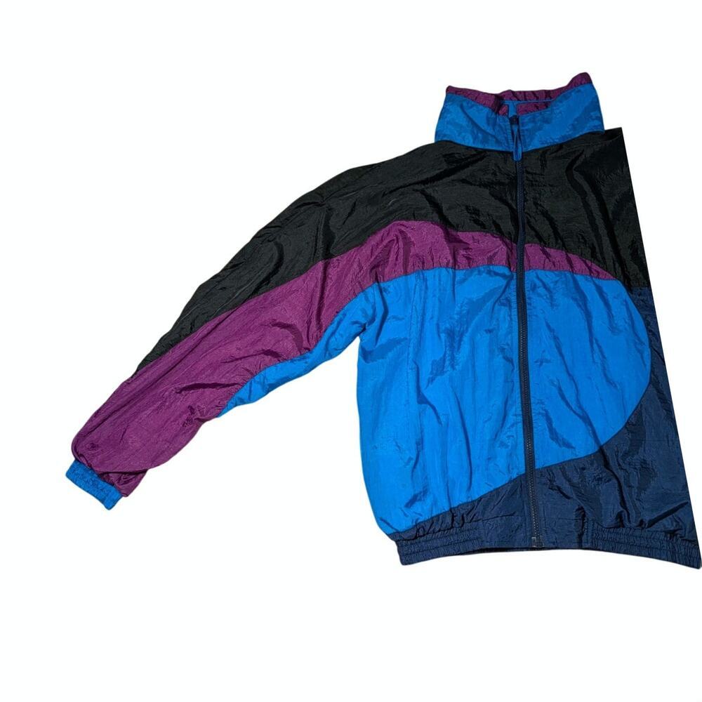 VTG 80s 90s Turnpoint Sports Colorblock Nylon Windbreaker Jacket Medium Retro - Picture 5 of 14